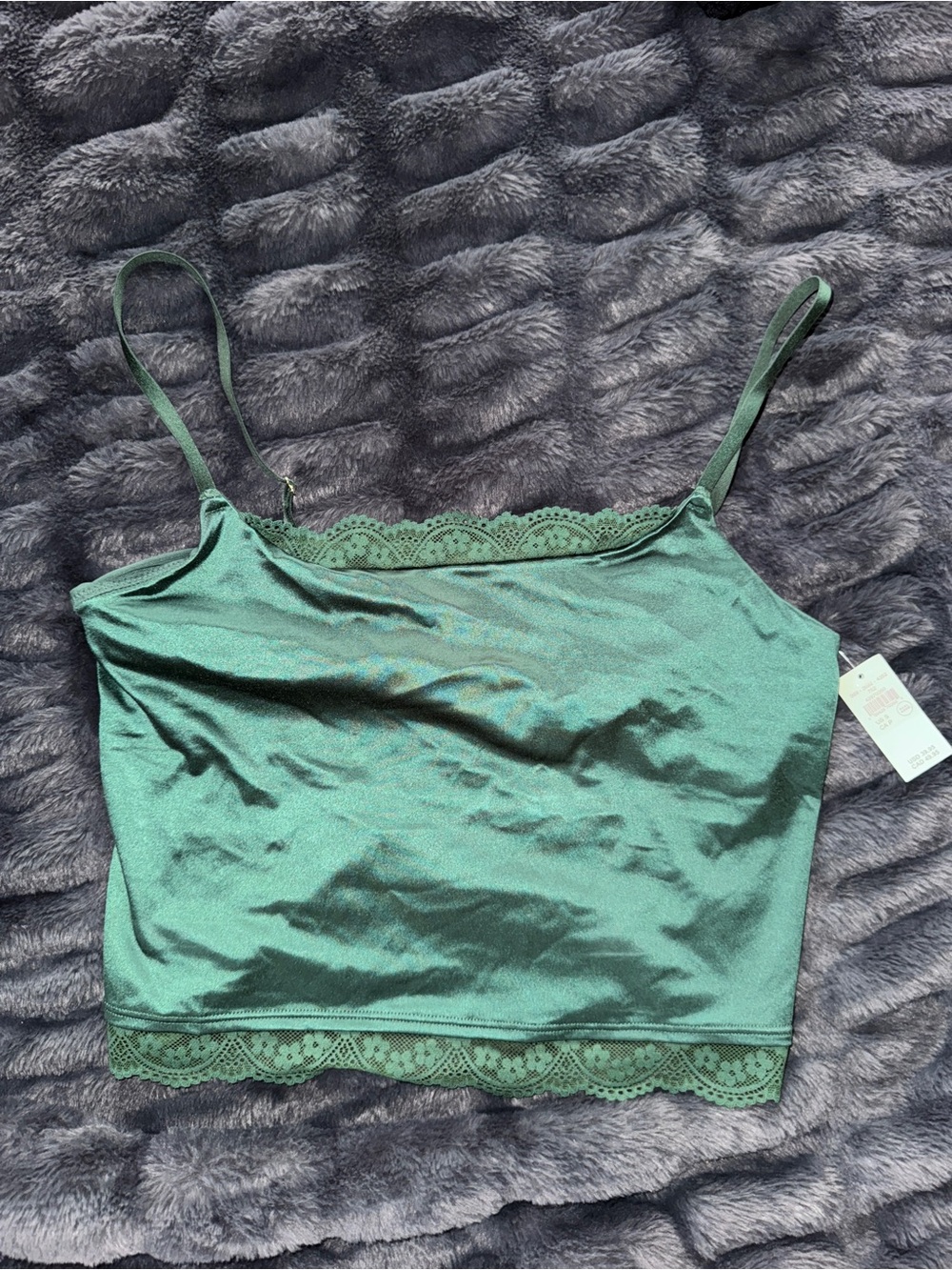 Aerie emerald Green Lace Trim Cami Crop Top